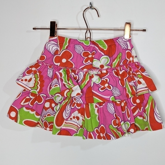 ✨3/$15 Hanna Andersson pink green red layered ruffle skirt 6-7 - Picture 4 of 7